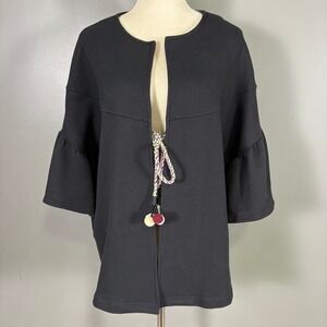 ic by Connie K Jacket L Bell Sleeve Tassel Boho Lagenlook Whimsy Open Thick Cozy